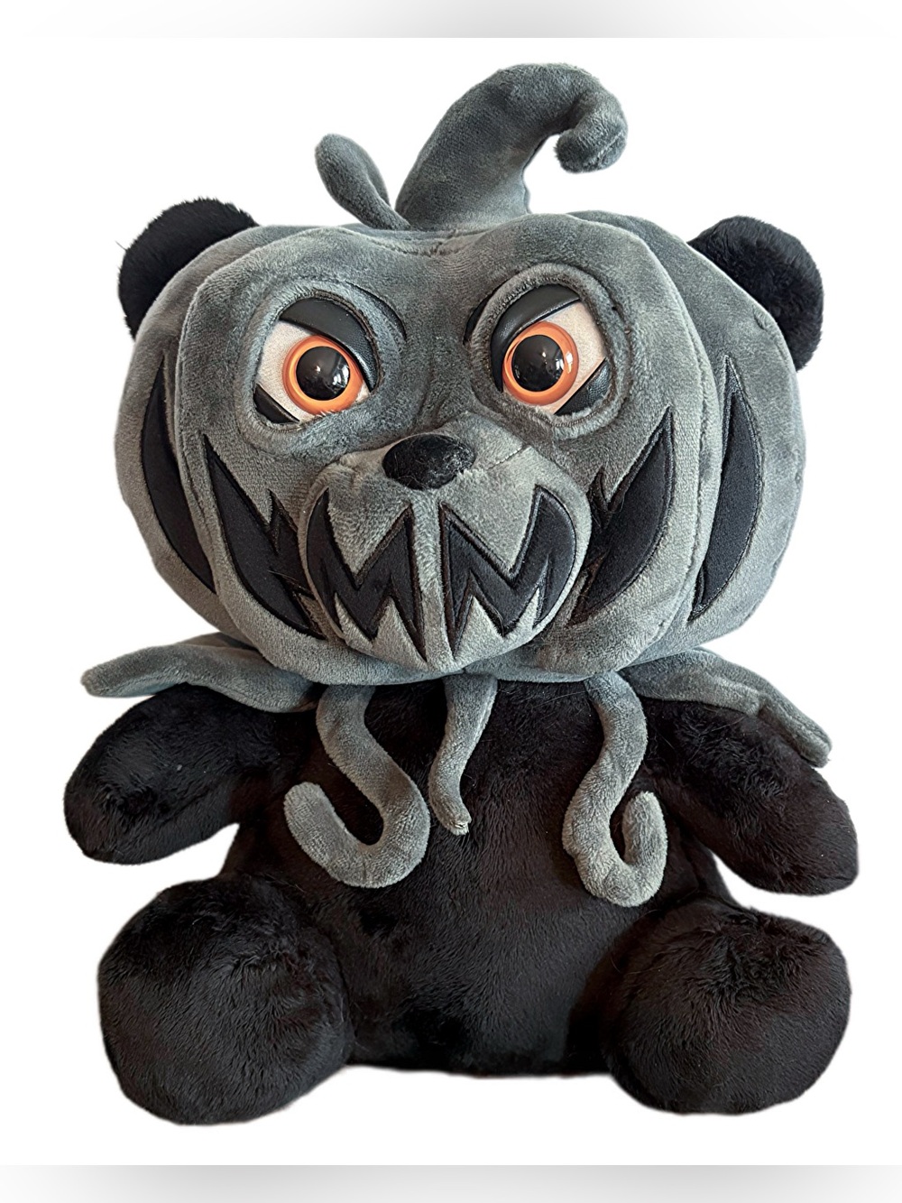 Killstar CHASM 12” Black & Gray Pumpkin Bear Halloween Plush
